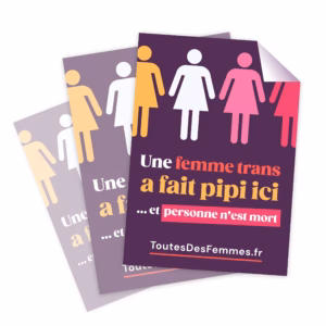 Autocollants « Une femme trans a fait pipi ici »